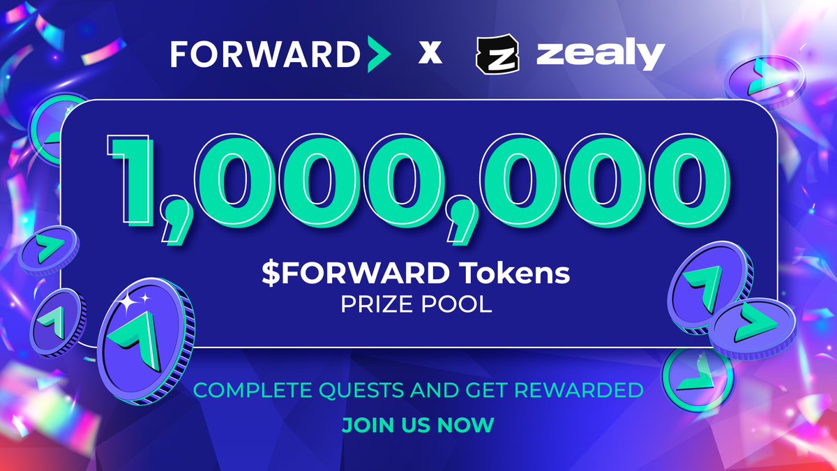 🚨 Get ready, #ForwardFam, for our next adventure! 🚀 🔥 We’re launching our @zealy_io community with a mind-blowing prize pool of 1,000,000 $FORWARD tokens! 💯 Complete quests, rack up XP, and grab your rewards! 💸🎁 ⏳Don’t miss out! 💥 Join today: zealy.io/c/forward-prot… 👀