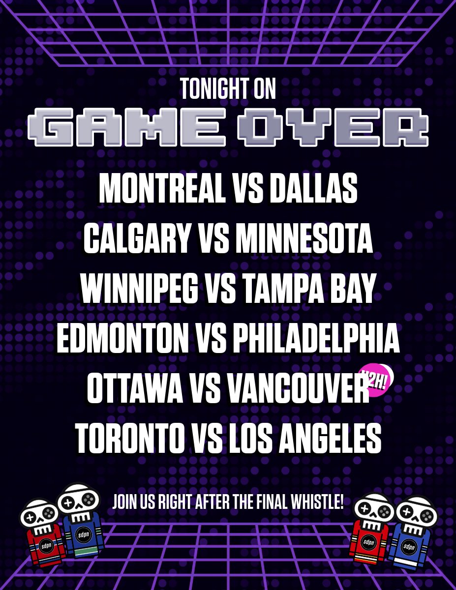 👾 TONIGHT ON GAME OVER! 👾 All 7 teams play tonight to kick off a new year in Hockey, featuring a HEAD TO HEAD of Ottawa vs Vancouver! Join us right after the game ➡️ ow.ly/WM8T50Qkhom