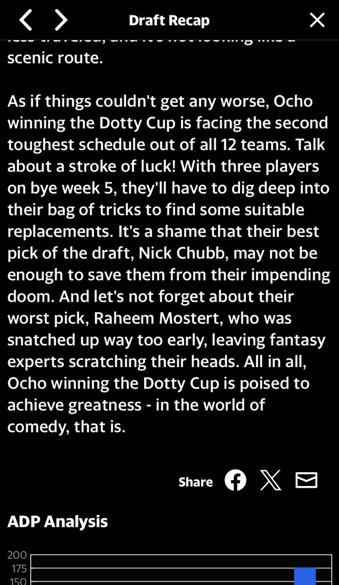 itwaswritten988's tweet photo. I won my fantasy football league after @YahooFantasy gave me a F for the draft. They said the worst pick was Mostert, and ignored I drafted Laporta, Tank Dell, and Kyren. No matter what, I never gave up and won the chip to show that y’all fantasy grades SUCK ass #lfg #ripdotty https://t.co/Zg8L94idHL