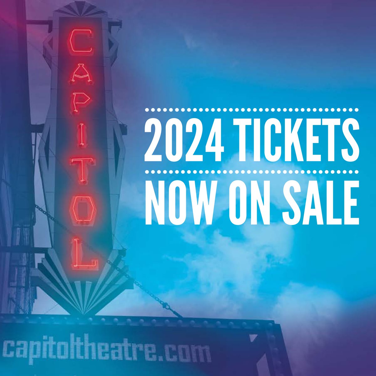 **SINGLE TICKETS RELEASED TODAY!**
We're kicking off #Capitol2024 with the release of all single tickets today. That means you can purchase tickets for all season productions, as well as upcoming concerts, cabarets, and the Met Opera. 
.
mail.capitoltheatre.com/7CK4-9INA.../c…
#Capitol2024