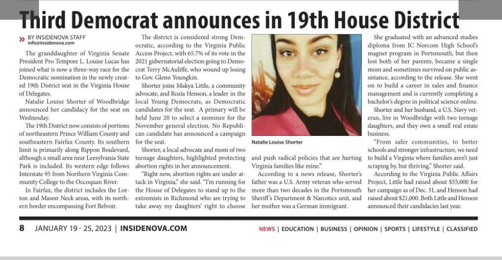NatalieLShorter's tweet photo. Here in Virginia in 2023, I ran for office, knocked a ton of doors, our oldest graduated high-school, we elected some new bad assery to the @VASenate, we held the Senate, took the @VaHouse, and so much more.
2023 was a whirlwind year for Virginia Democrats. Now, here we are, in 2024, with our faces pressed to the glass of history— with the most diverse legislature and leadership ever and looking forward to more victories.
So Virginia, it's on again! We have Congressionals and a Presidential election to bring home. You know the saying... As goes Virginia, so goes the nation!
We will not disappoint.