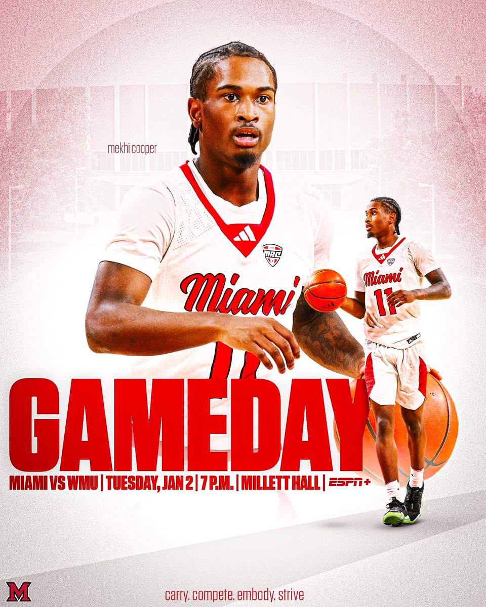 Time for some MACtion 

🆚 Western Michigan 
⏰ 7 pm
📍 Millett Hall
🎟️ bit.ly/3tC53hW
📺 ESPN+

#MiamiMindset || #RiseUpRedHawks