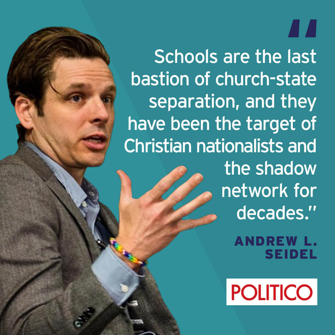 10 plaintiffs represented by Americans United, the @aclu and @ffrf filed a lawsuit warning that the creation of the school will erode a pillar of American democracy: the wall of separation between church and state. politico.com/news/2023/12/2…