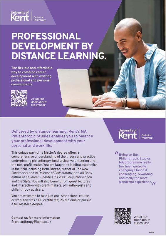 Work in (or would like to) the charitable/philanthropic sector & your New Years resolution is to do a Masters? Our innovative distance learning programme in Philanthropic Studies could be right for you! DM me for more info! @UniKentCfP #philanthropy #charity