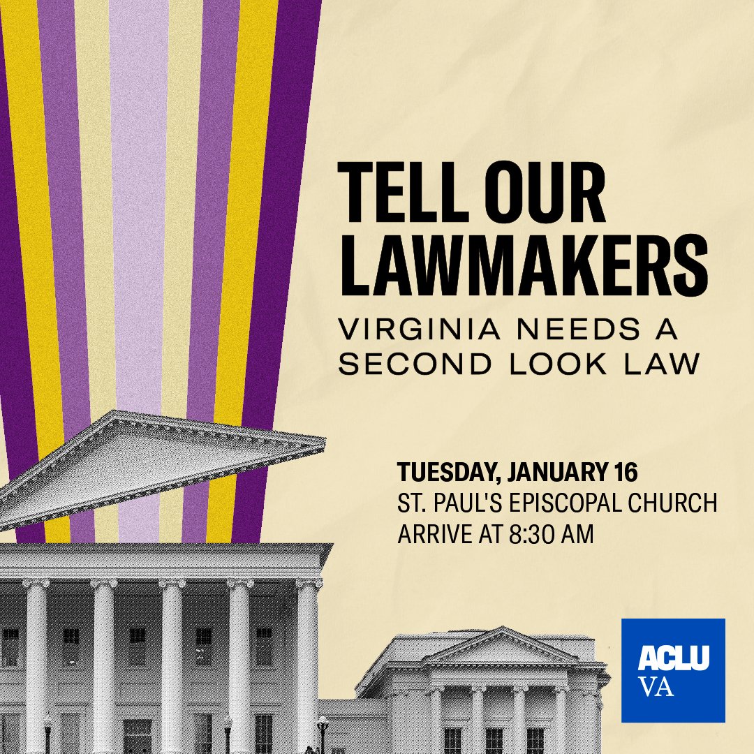 📣 JOIN US to tell lawmakers in person to pass a Second Look law NOW. Our Commonwealth locks too many people up for too long. It's time to change that. Join us in the fight ✊ bit.ly/va-second-look… #VALeg #2024GA