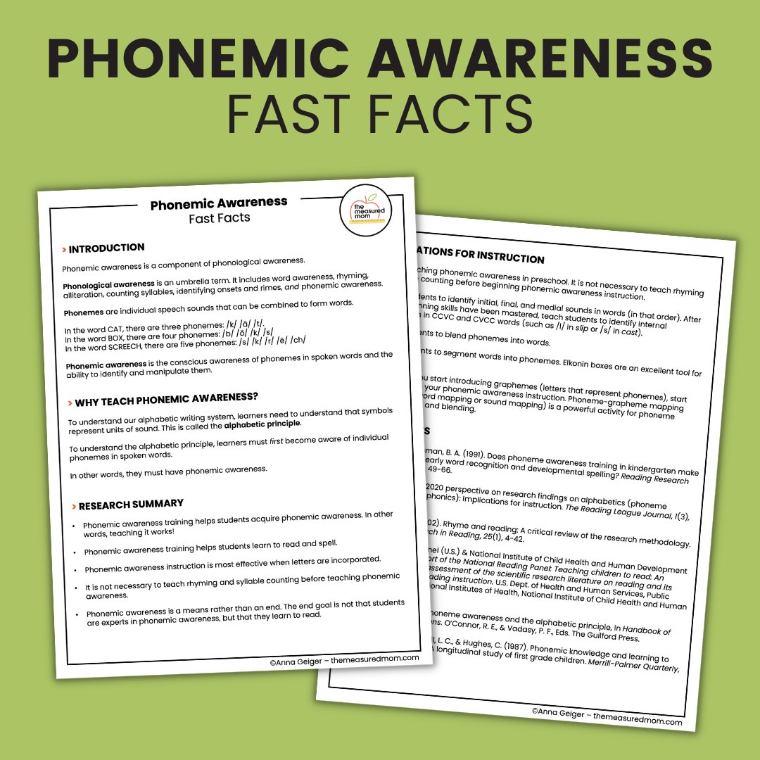 measuredmom's tweet image. I&apos;m putting together &quot;Fast Fact Sheets&quot; about the science of reading. They&apos;re two-sided summaries of the research with implications for teaching and a reference list - I hope this makes them easy for teachers to print and share with colleagues! themeasuredmom.com/wp-content/upl…