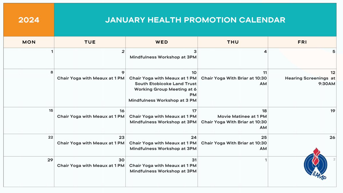LAMPCHC_info's tweet photo. Exciting times ahead! Check out our January calendar featuring a lineup of engaging programs that promise to kickstart the new year with knowledge, fun, and community spirit. 🎉 #JanuaryAdventures #NewYearNewPrograms https://t.co/6h6xMBbHCO