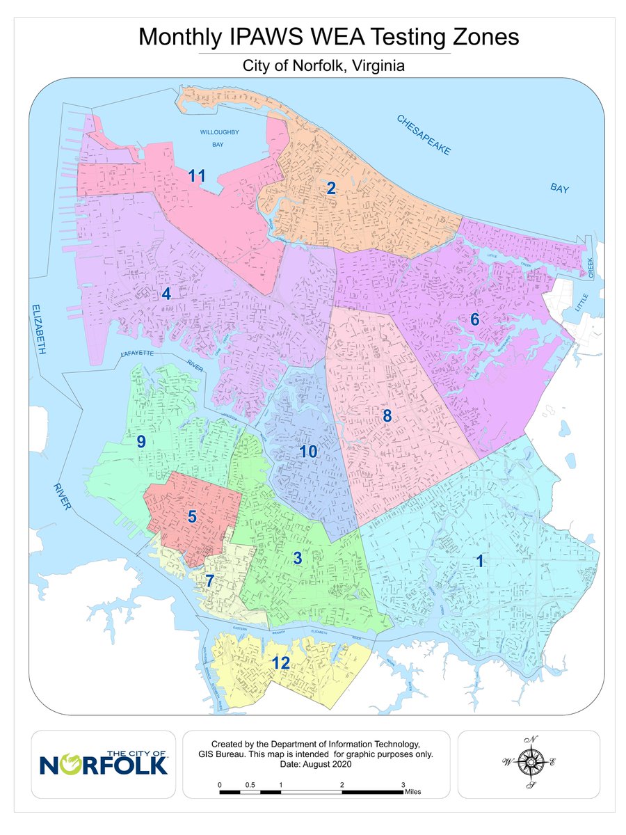 NorfolkOEM's tweet photo. Required Monthly Test Reminder:  Today, at 1 pm, #NorfolkDEPR will test its Wireless Emergency Alert (WEA) system in Zone 1, as indicated on the map below. ✅ For more info, click here 📷https://t.co/6OlSYtTAOO https://t.co/mb88q04sH3