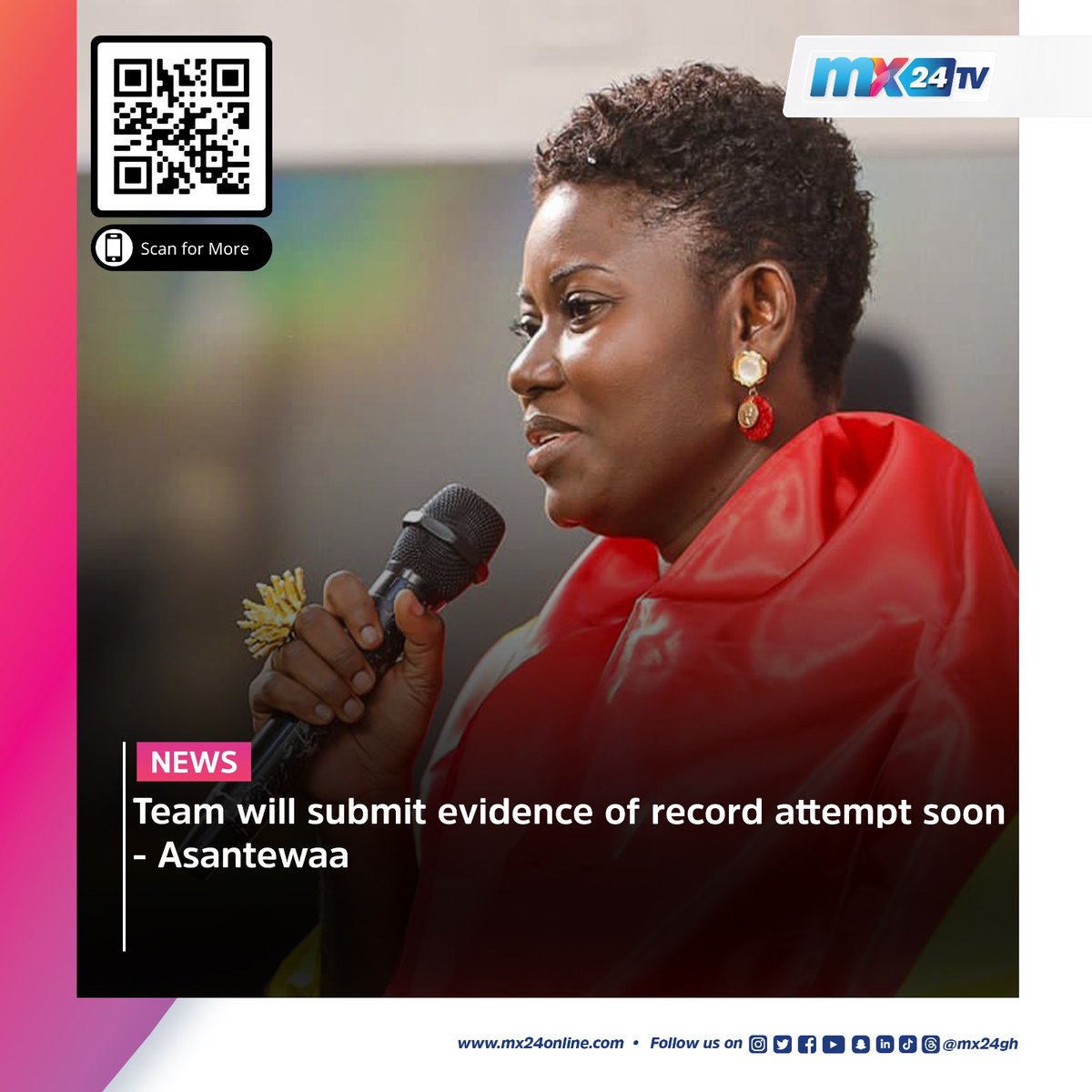 mx24gh's tweet photo. Here are today's biggest headlines. Scan the code to visit our website to read more.
#mx24gh #funfearlessfactual #mx24news #Asantewaa #Singathon #GWR #Weija #Protest #DRCongo #Masra #Chad #Haneda #Tokyo #A350 #X #Musk #Fidelity https://t.co/qPaJnoZvy8