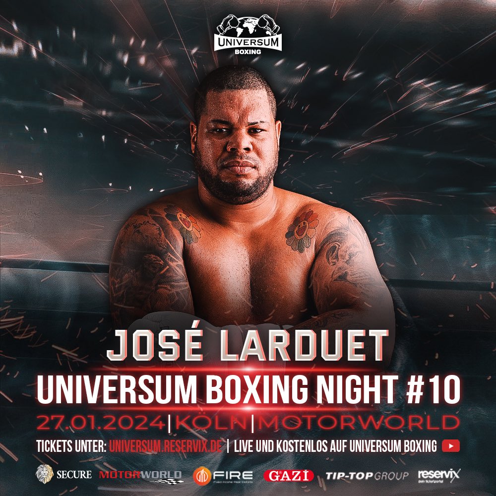 JOSÉ LARDUET 🇨🇺

UNIVERSUM BOXING NIGHT #10 🏟️

🗓️ 27. Januar 2024
📍 Motorworld - Köln
🚨 Live und kostenlos auf dem Universum Boxing - YouTube Kanal

Tickets erhältlich unter: universum.reservix.de

#joselarduet #universumboxing  #universumboxingnight10
