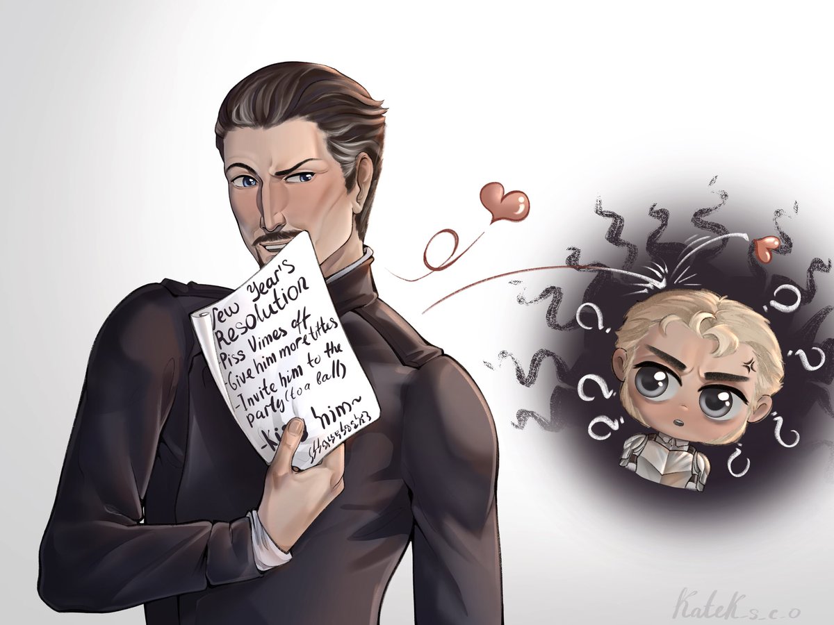 Havelock’s New Year’s Resolution!
Is it “kiss” or “kill”? I guess we’ll never know. 
Sam is already scared🌚🌝
#discworld #vetvimes #NewYearsResolution #terrypratchett #fanart #дискосвіт #украрт