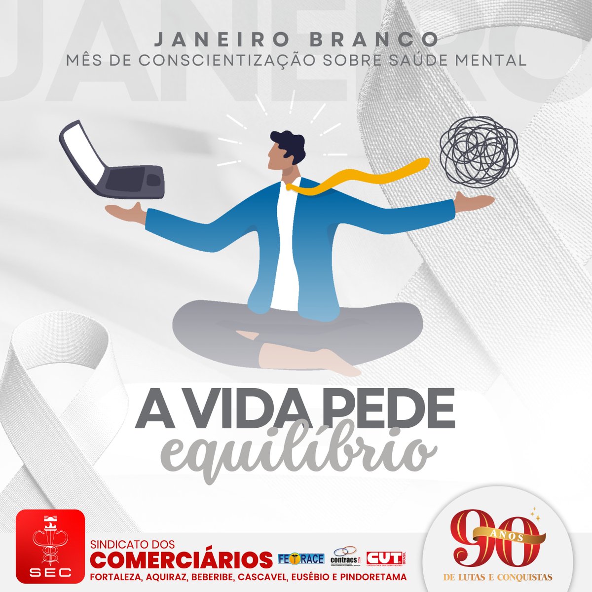 Secfortaleza1's tweet photo. A campanha Janeiro Branco tem o objetivo de destacar as necessidades de cuidado com a saúde mental, focando nos transtornos comuns como ansiedade e depressão. 

Saiba mais: https://t.co/Sxso3gsuuz https://t.co/NGeP6DjH7U