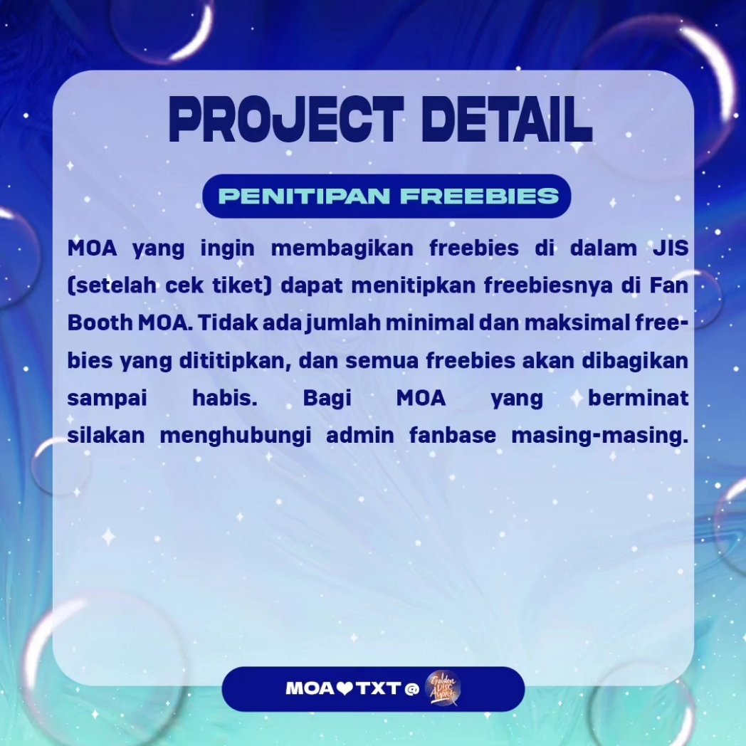 txtmoakrw's tweet photo. Untuk mendukung TXT di GDA 2024, MOA membuat project bersama, yaitu : 
• Handbanner
• Blue Flashlight 
• Penitipan Freebies 

untuk menentukan design hand banner yang akan digunakan, diadakan voting bersama melalui link 🔗: https://t.co/us4uE8gYow…

See you in venue MOA🩵 https://t.co/WcLreyw3kc