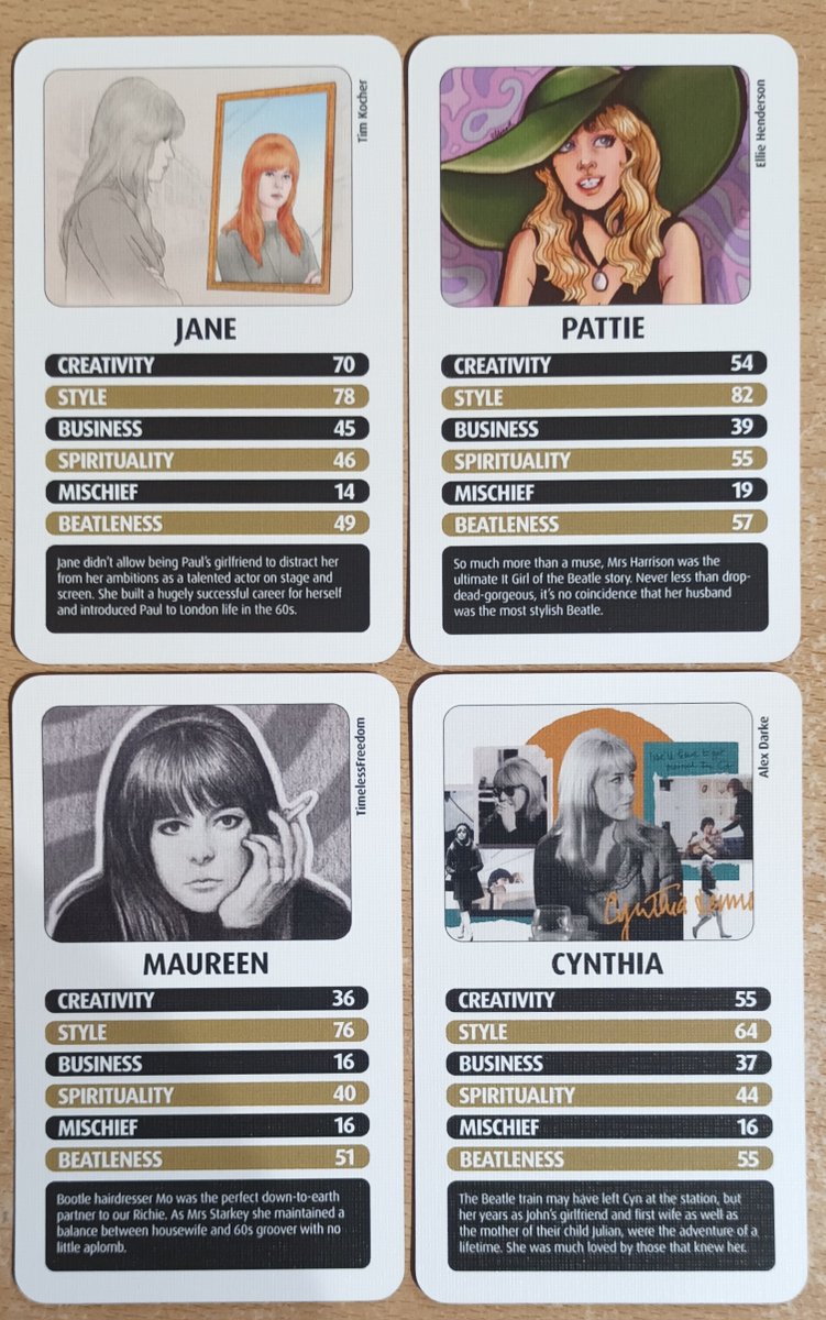 A very Happy New Year to you all!
I got sent a card game from the @Teatlemania people - thanks, Huw. Here's a pic showing my card plus the other mid-60s Beatle ladies. I think I come out of it pretty well ,,,, what do you think?