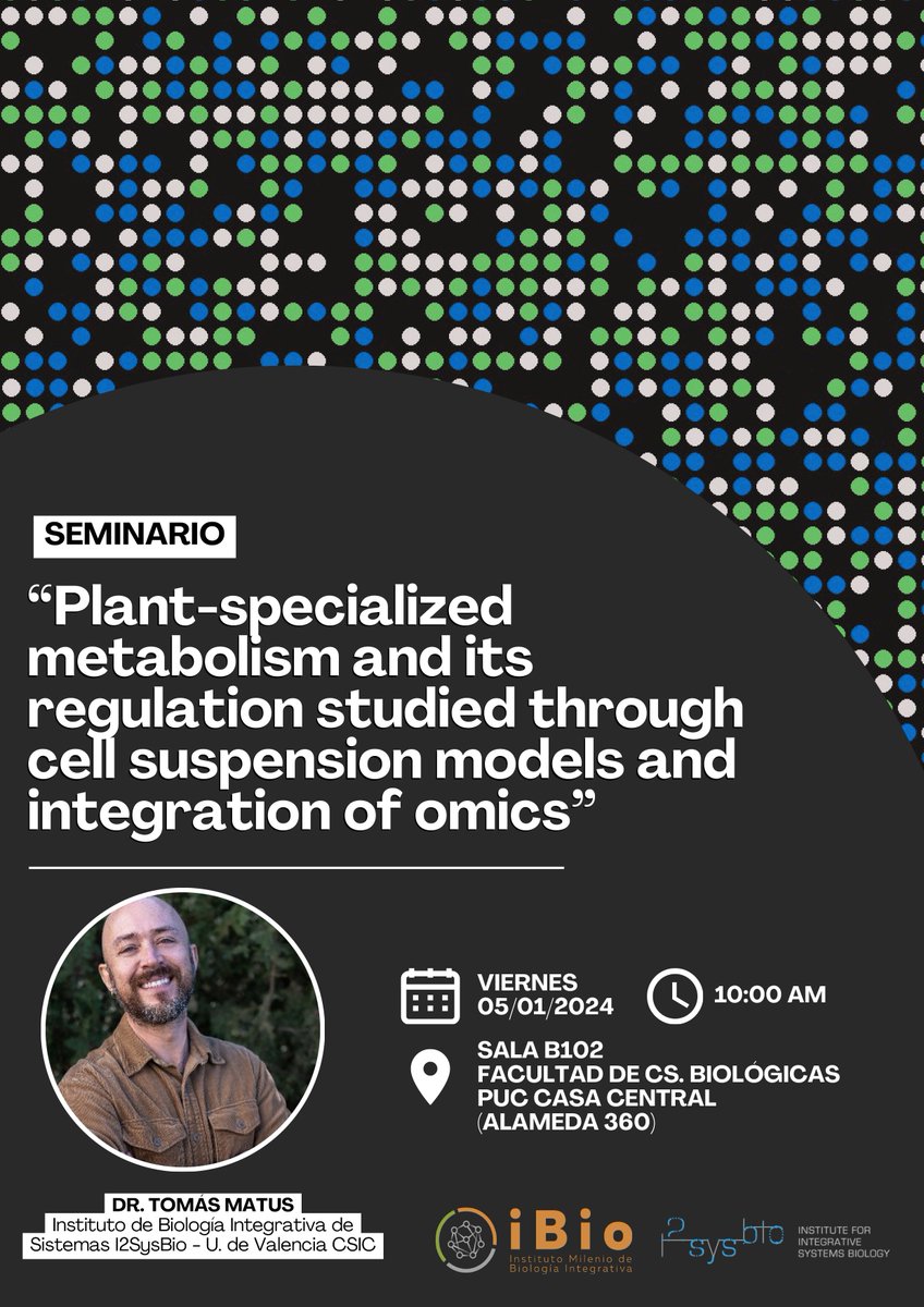 José Tomás Matus (@jtmatus) on Twitter photo Ready to start a productive 2024 at #tomsbiolab. I'll be giving a talk invited by <a href="/ElenaVidal/">Elena A Vidal</a> and <a href="/ibiochile/">Instituto Milenio de Biología Integrativa 🌱</a> this Friday in my former Faculty <a href="/ucatolica/">Universidad Católica</a> You are all invited! <a href="/i2sysbio/">I2SysBio</a> <a href="/InvestigaUMayor/">Vicerrectoría de Investigación U. Mayor</a> Ready to start a productive 2024 at #tomsbiolab. I'll be giving a talk invited by <a href="/ElenaVidal/">Elena A Vidal</a> and <a href="/ibiochile/">Instituto Milenio de Biología Integrativa 🌱</a> this Friday in my former Faculty <a href="/ucatolica/">Universidad Católica</a> You are all invited! <a href="/i2sysbio/">I2SysBio</a> <a href="/InvestigaUMayor/">Vicerrectoría de Investigación U. Mayor</a>