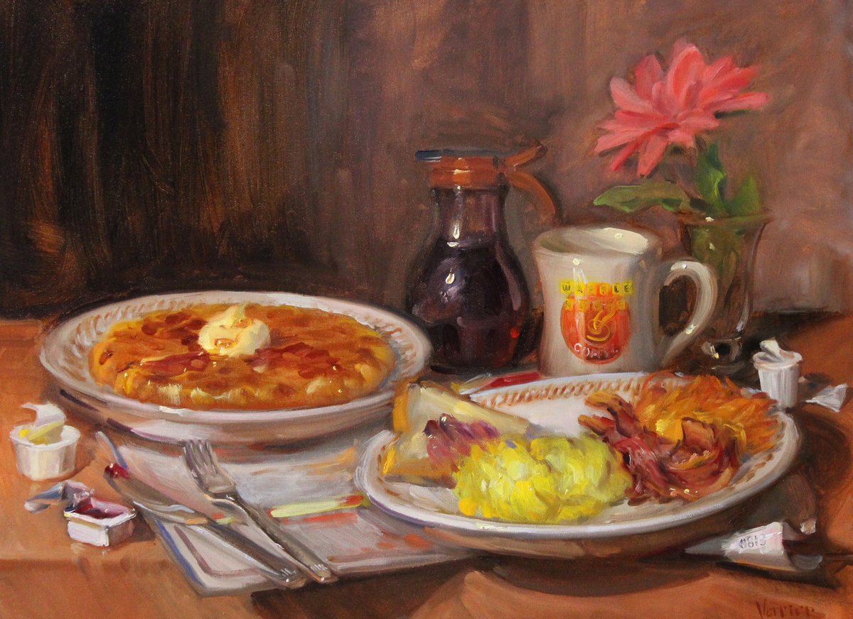 NoahVerrier's tweet photo. My oil painting of Waffle House https://t.co/h3nxF3jf4l