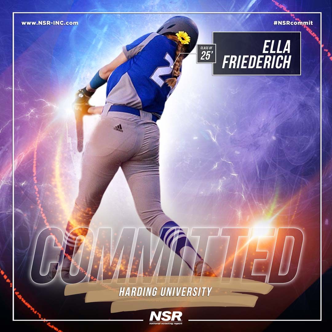 🚨#CommitmentAlert🚨
Congrats to #NSRsoftball <a href="/ella_fried35/">Ella Friederich</a>

🎓: 2025
🌎: Wichita, Kansas
🏫: Andover High School
✅: to <a href="/HardingU/">Harding University</a> !👍🥎
👤: <a href="/toby_chism_nsr/">Toby Chism NSR</a>
🖥: buff.ly/3NM9TQC
#NSRcommit
#EllaFriederichNSR