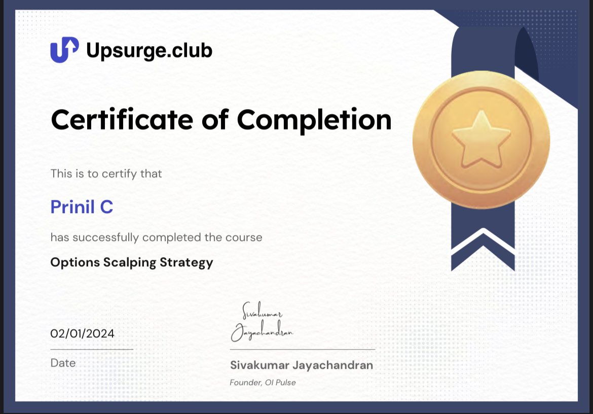 Prinil25's tweet image. Done option scalping course by @Justsiva123 #nifty #BankNiftyOptions