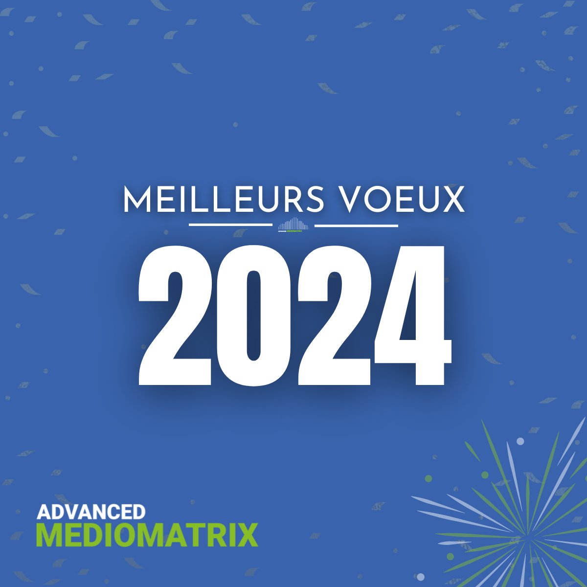 La team Advanced MedioMatrix vous souhaite une belle année 2024 pleine de bonheur, de santé et de réussites ! 🌟

Merci à tous nos clients, partenaires et collaborateurs pour toutes les rencontres, découvertes et partages !

Faisons de 2024 une année extraordinaire ! 🚀