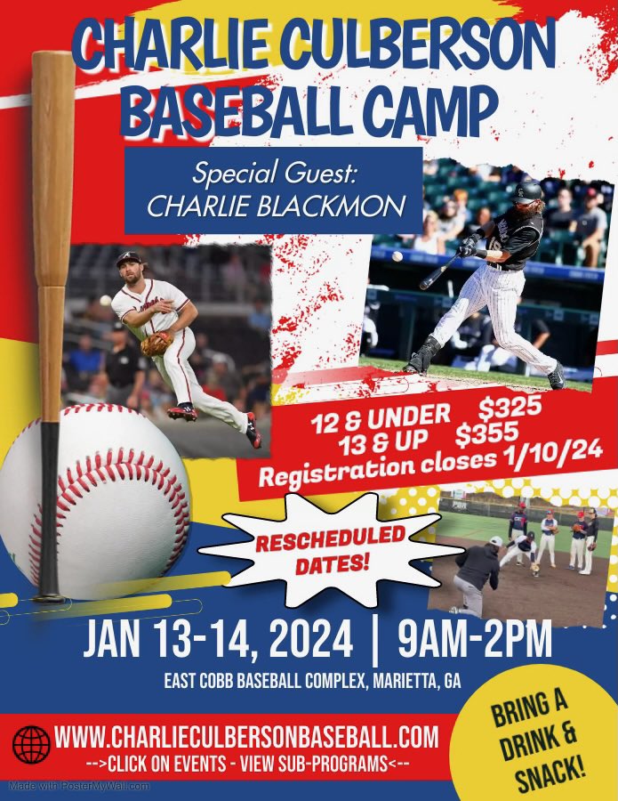 BaseballCcb's tweet photo. Still time to sign up for this great camp. Dates have changed to January 13th and 14th. Come join us. https://t.co/xsBhQ3J04s