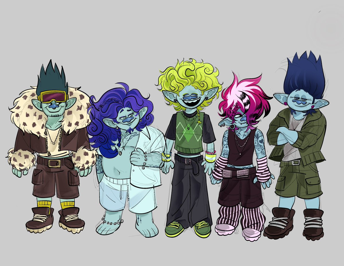 These are not their final designs, of course I’m going to give them some changes BUT in general this is how they look in my style :) #Trolls3 #TrollsBandTogether #trollsjohndory #trollsbruce #Trollsclay #TrollsFloyd #trollsbranch