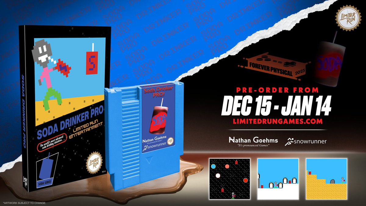 Use precise controls to maneuver your professional soda drinker through an 8-bit wonderland! Pre-orders for Soda Drinker Pro are open now: bit.ly/3Tg2blv