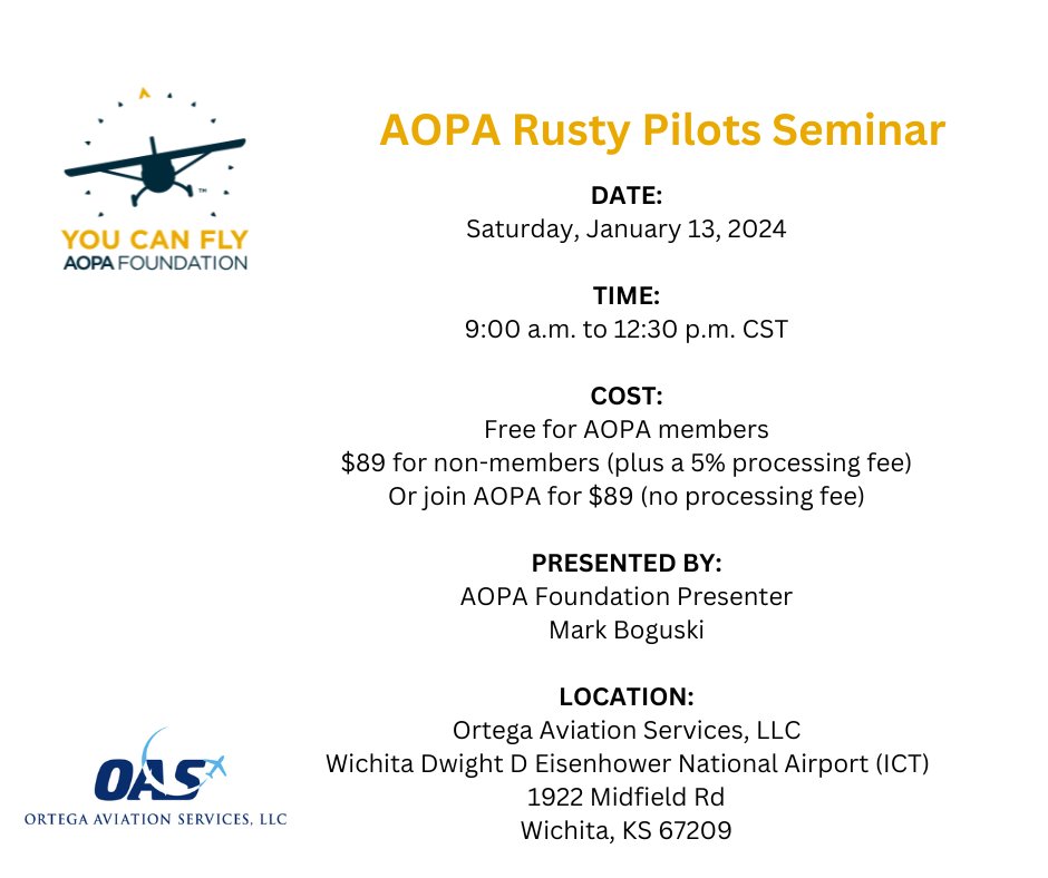 OrtegaAviation's tweet photo. Once a pilot, always a pilot...
But, if you’re feeling a little RUSTY...
You might be like more than 500,000 other pilots who have taken a little breather from flying. The good news is that getting back to flying is easier than you think.
Register here: https://t.co/FPdtSt2tAY https://t.co/xVJGZc2Hcv