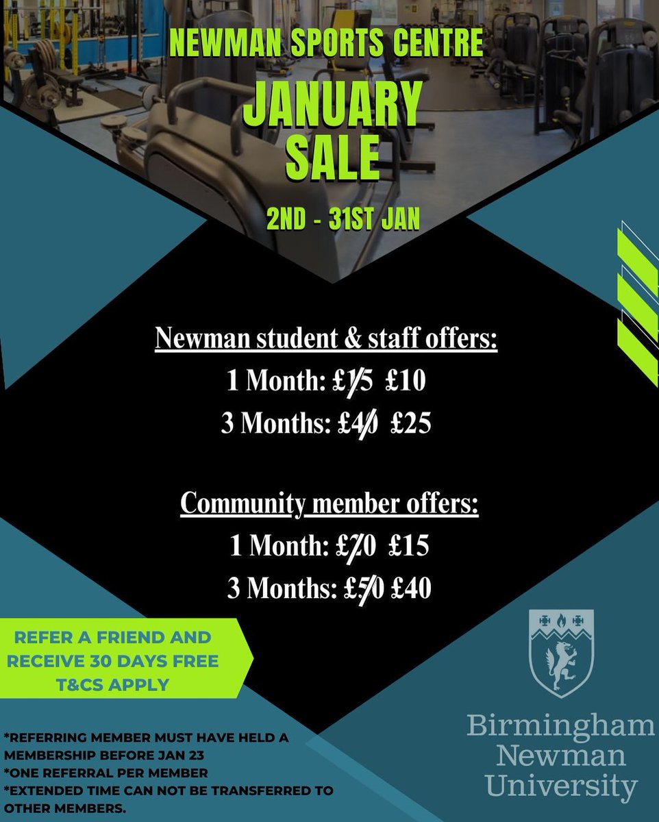 Happy new year folks! 

Anyone in the South Birmingham area looking to get a gym membership sorted then take a look at our January Sale! 
Located in Bartley Green and available to members of the public. 

#SouthBirmingham #Gym #Fitness