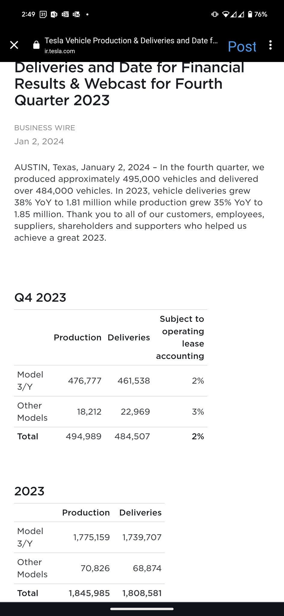 Tesla planning on producing 495k Model Y and Model 3 in Q4: report