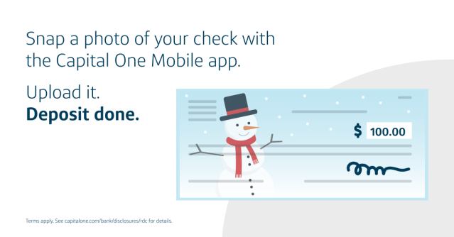 lwenslow's tweet photo. Life gets busy coming back from the holidays, so skip the trip to the bank and deposit your checks through the Capital One Mobile app. Just follow these steps to use mobile check deposit on your smartphone or tablet. https://t.co/iyXvLPakRR https://t.co/9tAN96wbn3