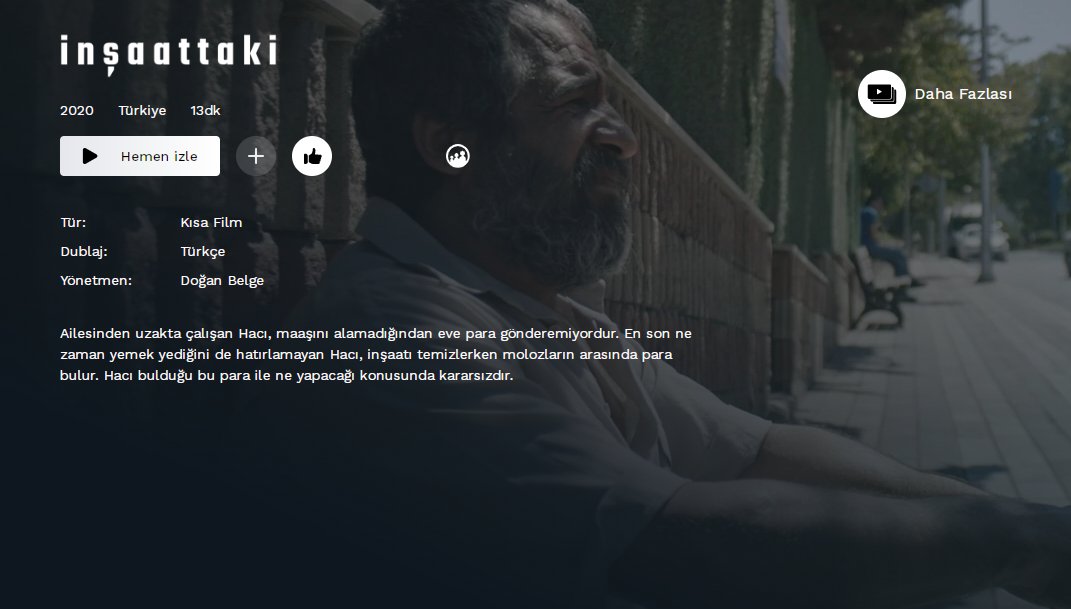 Doğan Belge imzalı, Yapımcılığını üstlendiğim ilk kısa film olan ''İnşaattaki'' (2020) hala @BluTV'de yayında!   

İlk göz ağrımız 🔥<a href="/doanbelge/">doğan belge</a>
İzlemek için: @BluTV
<a href="/sinemaadasi/">Sinema Adası</a>
#blutv #sinemaadasi