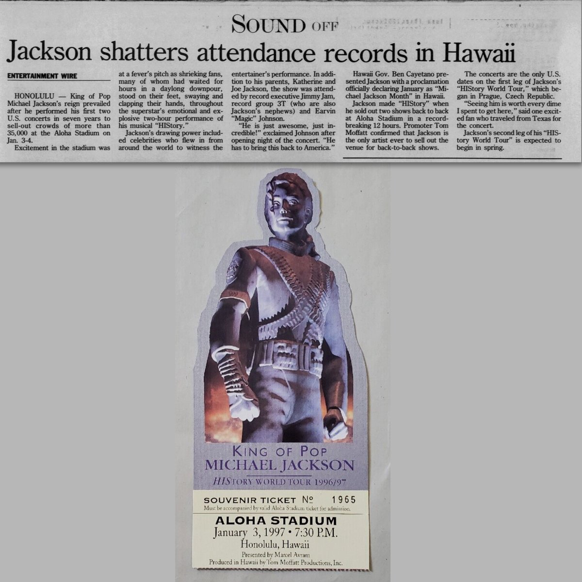 On this date in 1997, Michael performed the first of two sold out shows in Honolulu, Hawaii, USA as part of his HIStory World Tour. The Hawaii Governor declared January 1997, 'Michael Jackson Month.'