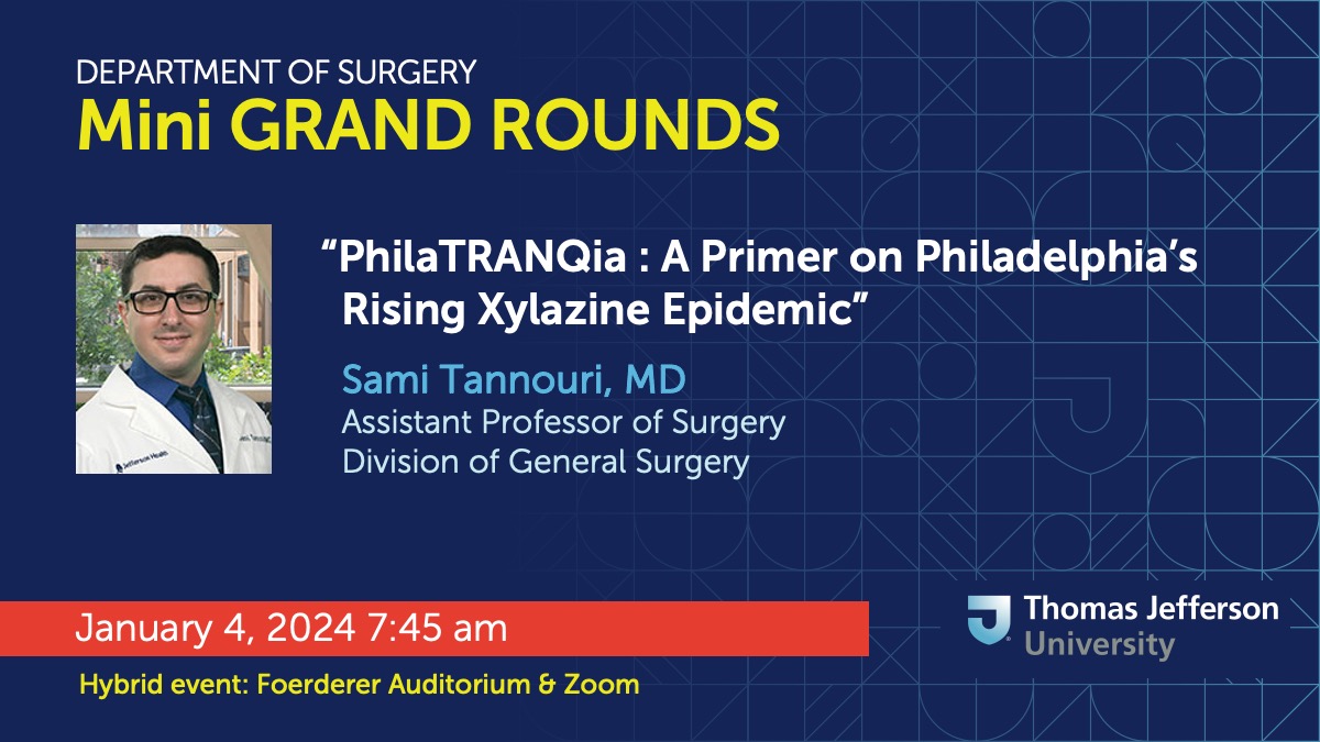 Jefferson Surgery (@jeffsurgery) on Twitter photo Please join us this Thursday, Jan 4, for the first mini #GrandRounds lecture of 2024 presented by <a href="/SamiTannouriMD/">Sami Tannouri, MD, FACS</a>
Faculty & staff will receive the link via email | Recording to follow Please join us this Thursday, Jan 4, for the first mini #GrandRounds lecture of 2024 presented by <a href="/SamiTannouriMD/">Sami Tannouri, MD, FACS</a>
Faculty & staff will receive the link via email | Recording to follow