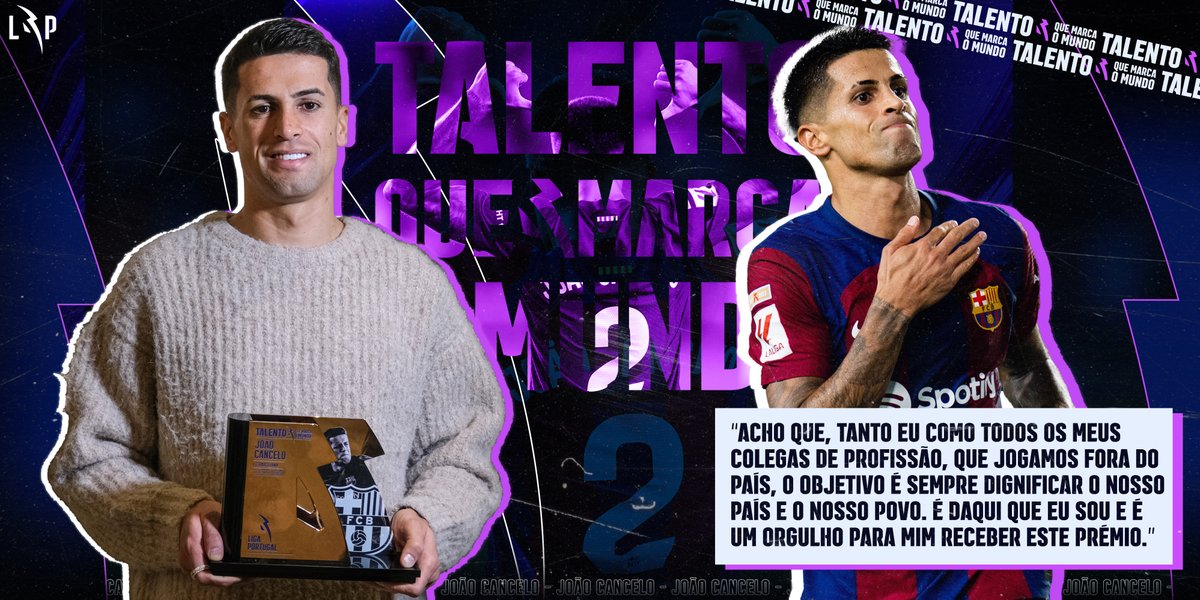 ligaportugal's tweet photo. É um orgulho muito grande vermos portugueses com muito 𝗧𝗮𝗹𝗲𝗻𝘁𝗼 a 𝗠𝗮𝗿𝗰𝗮𝗿 ⚡ 𝗢 𝗠𝘂𝗻𝗱𝗼! 🤩

João Cancelo reuniu a unanimidade dos Embaixadores da Liga Portugal para a distinção relativa a novembro! 🏆

#LigaPortugal #criatalento #marcaomundo https://t.co/uiISXsqRHW