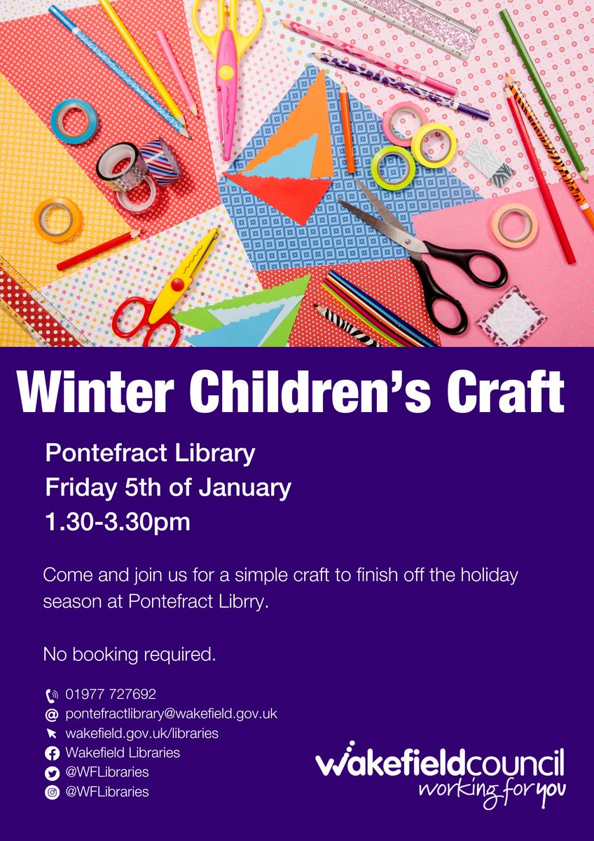 WFlibraries's tweet image. ✂️Join us for a fun craft to end the holiday season at #PontefractLibrary
No booking required!
📅 Fri 5 Jan ⏰1:30am-3:30pm 📍Pontefract Library
#thingstodo #fun #craft #NewYear #Pontefract @WFMuseums
