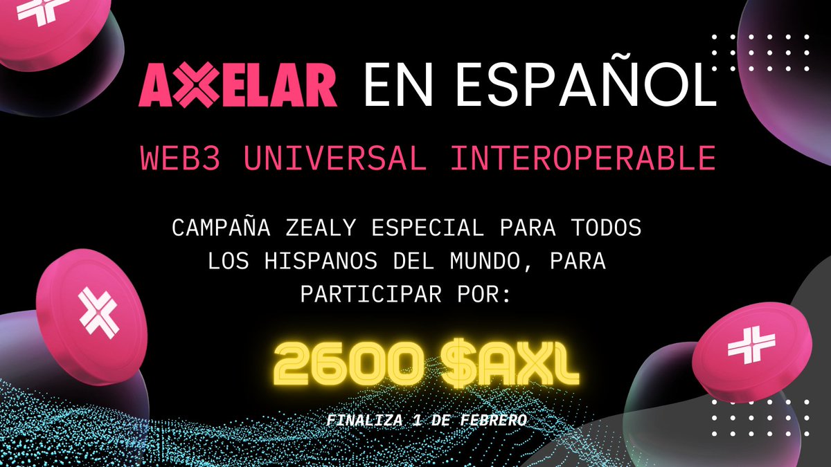 Axelar_ES's tweet photo. 📣 ¡Noticias emocionantes para la comunidad hispana de Axelar! 🌍✨
¡Presentamos la campaña #AxelarHispanos de Zealy!
🎉 Únete a nosotros mientras lanzamos este evento especial, ¡que te brinda una increíble oportunidad de ganar tu parte de 2600 $AXL en premios! 🏆🤑
🗓️ ¡No te lo pierdas: la campaña comienza ahora y se extenderá hasta el 1 de febrero! 🗓️
🤝 Prepárate para mostrar tus habilidades y competir con los mejores. Buscamos a los individuos más talentosos que sorprenderán a la comunidad de Axelar.🌟
🏅 Participa, interactúa y muestra tu experiencia para tener la oportunidad de ganar. Recuerda, esta campaña es exclusiva para la comunidad hispana, ¡así que celebremos juntos nuestra cultura vibrante y nuestras contribuciones! 💃🕺
💰 ¡No esperes más! Asegura tu lugar en la campaña #AxelarHispanos y aprovecha la oportunidad de ganar tu parte del fabuloso premio de 2600 $AXL. 🎁
Mantente atento para más detalles sobre cómo participar y dejar huella en la campaña #AxelarHispanos. ¡Mostremos al mundo la fortaleza de nuestra comunidad! 🌍
🔥 ¡Que comience la competencia! ¿Estás listo/a para brillar como ganador/a de #AxelarHispanos? 🔥
https://t.co/cYSJ5Q7G3J
@AxelarNetwork #Blockchain #ComunidadCrypto $AXL #web3 @Cosmos #Ethereum #Bitcoin