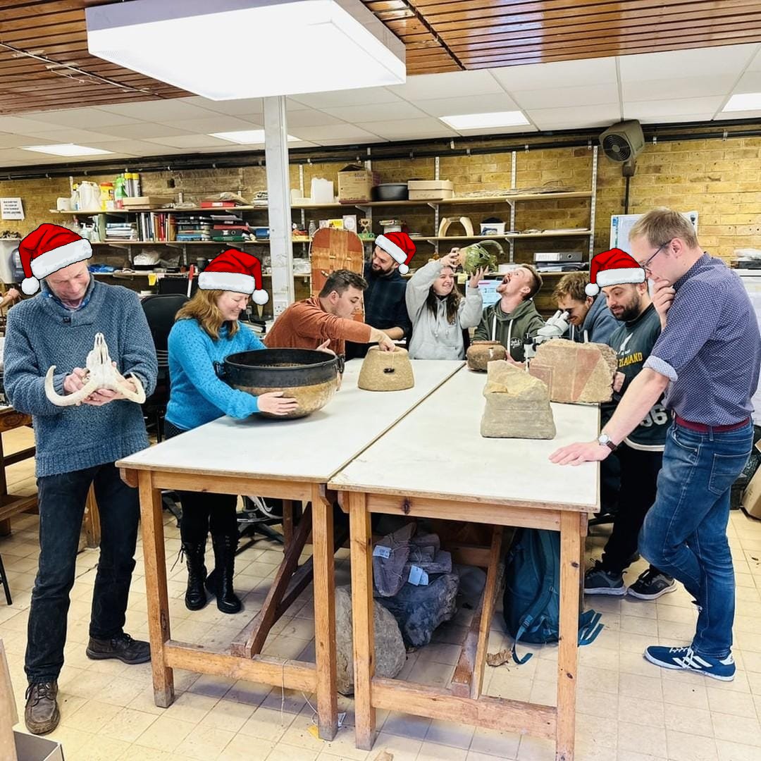 uniofleicester's tweet photo. 🎵 On the ninth day of Christmas, my uni sent to me... Nine archaeologists analysing! 🎵

🦴 https://t.co/63gJuallqT 🦴

#12DaysOfLeicester | #MerryChristmasLeicester https://t.co/PgaTFVG6d2