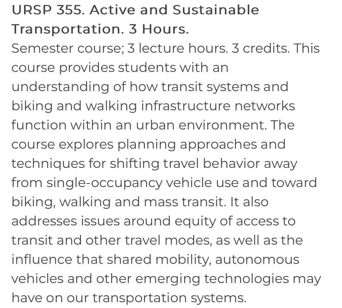 Happy to announce that starting next week I will be teaching a class on active and sustainable transportation at VCU’s @Wilder_Planning department! 🚲👨🏼‍🏫🚌