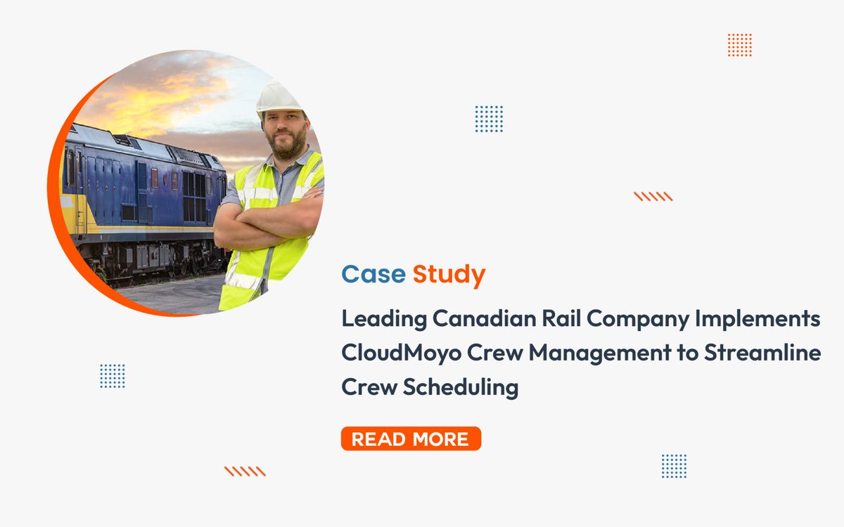 GoCloudMoyo's tweet photo. Our client, a leading specialist in #rail operating services, was struggling to comply with a change in rules when CloudMoyo #CrewManagement emerged as a game-changer. Download our case study to learn more! https://t.co/Wu1ES5b3Rf
#AIAssisted #ConnectedRail #SmartScheduling https://t.co/QS9wAz8BIo