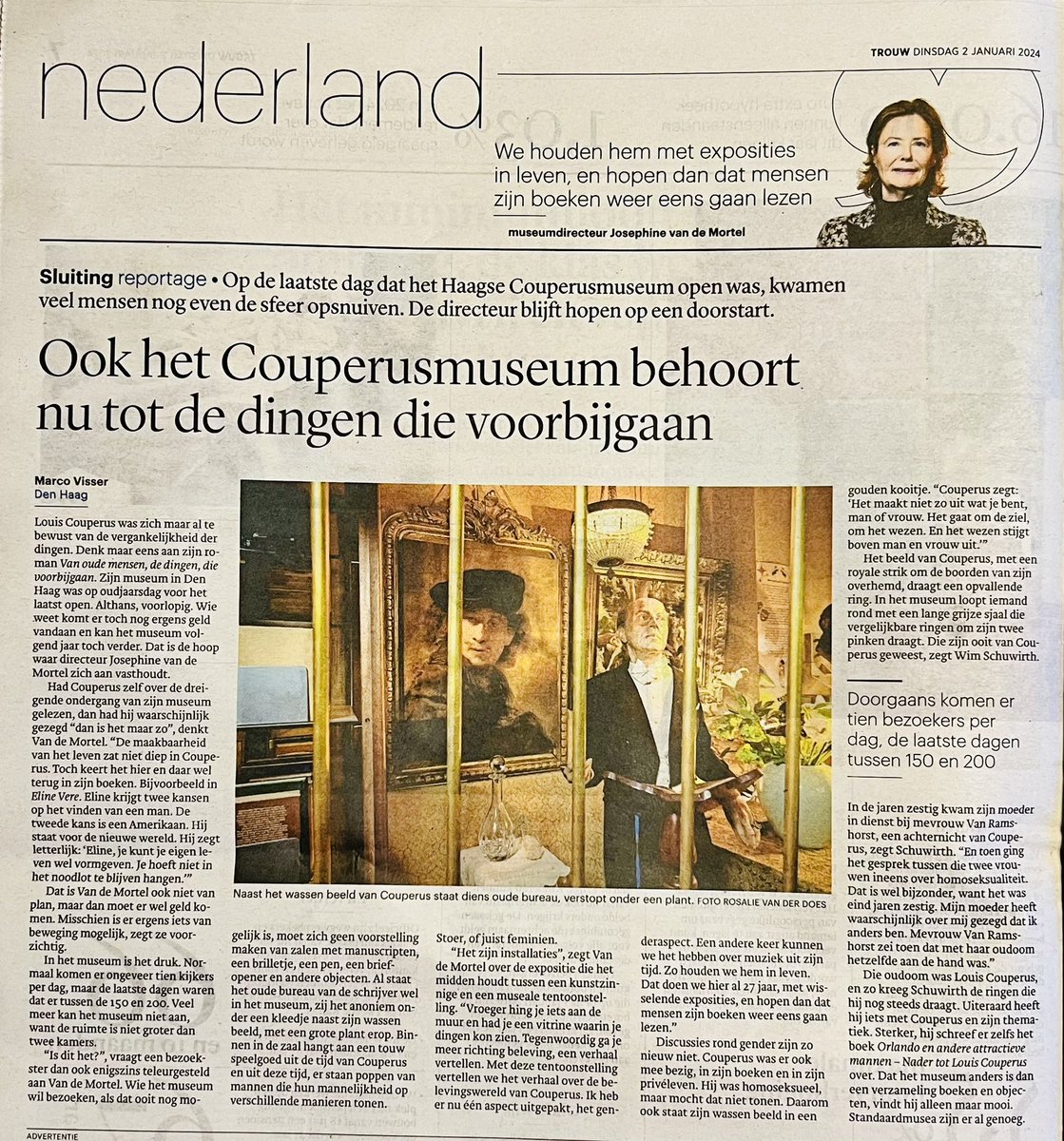 Dagblad Trouw kwam ook nog even langs op de voorlopig laatste dag van het Louis Couperus Museum…