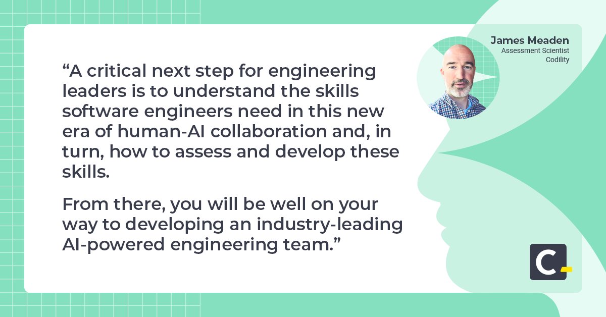 codility's tweet image. As a leader in #softwareengineering, understanding #AI will help guide your team towards the future of AI-driven #softwaredevelopment. 

Want best practices &amp;amp; practical tips for collaborating w/ #generativeAI? 🤖

Click here. 👉 bit.ly/3sKk9BI 

#ArtificialIntelligence