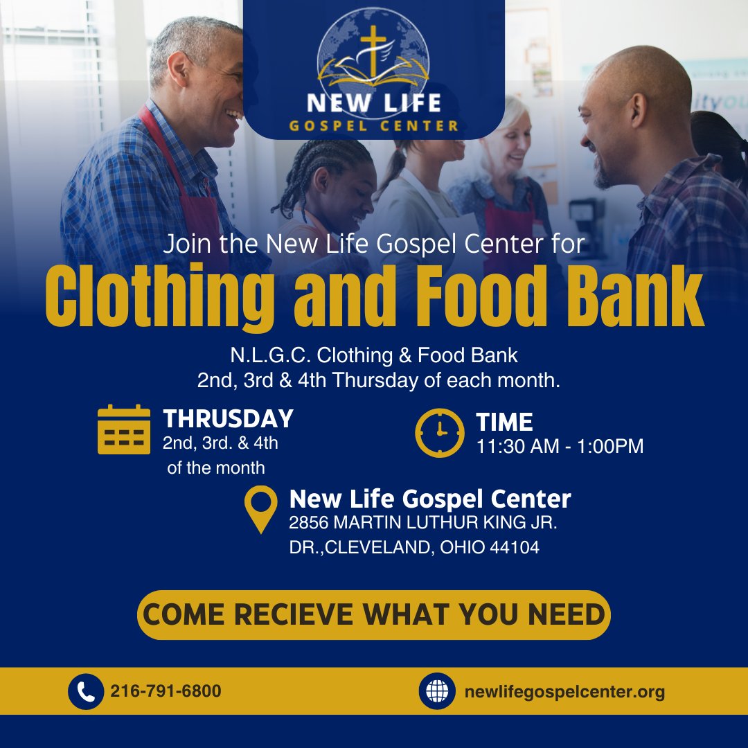 New Life Gospel Center
stands tall in service! Visit them on the 2nd, 3rd, & 4th
Thursdays for the Clothing and Food Bank. Let’s share
abundance and kindness together.
#Cuyahogacountypublicdefender #clothingbank
#foodbank