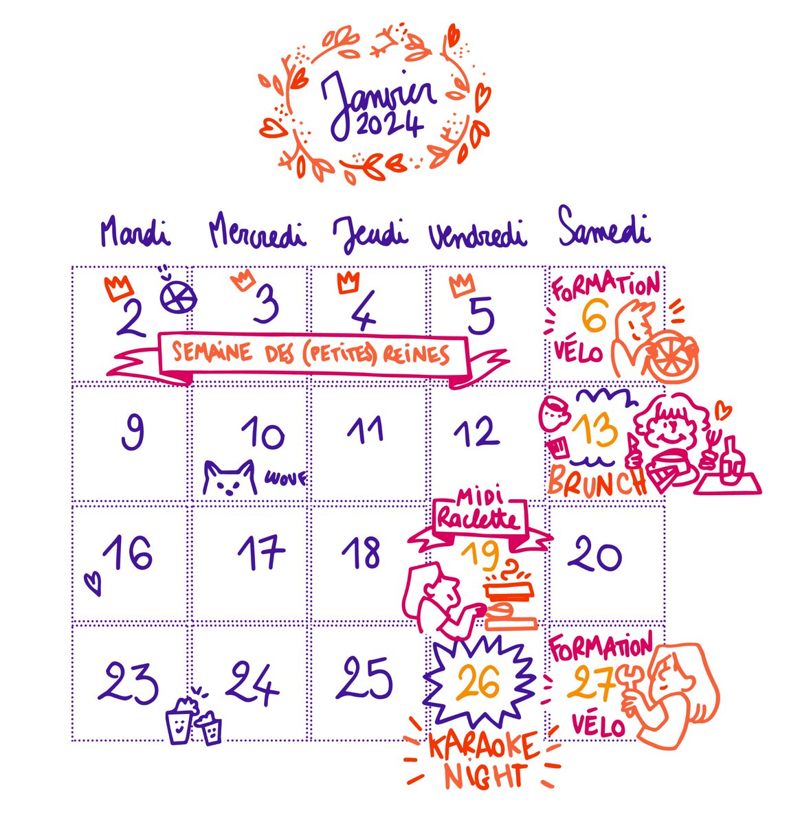 Nouvelle année, nouvelle résolution : on vous présente donc les événements du mois au Ponyo ! Save the date et pensez à réserver pour les formations, le brunch et la raclette ! 😊❤