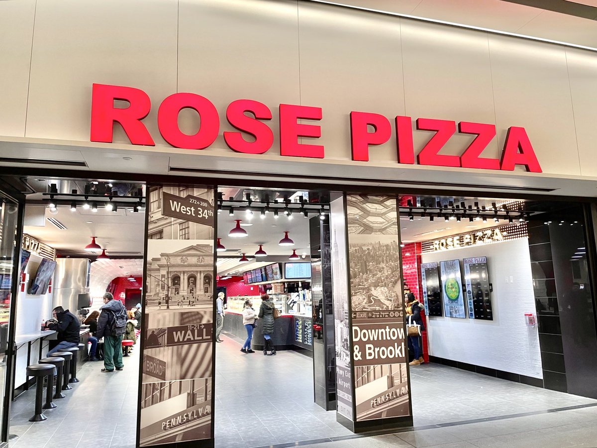 LIRR's tweet image. They’re back 🍕 

Rose Pizza is now open in the LIRR Concourse at Penn Station!