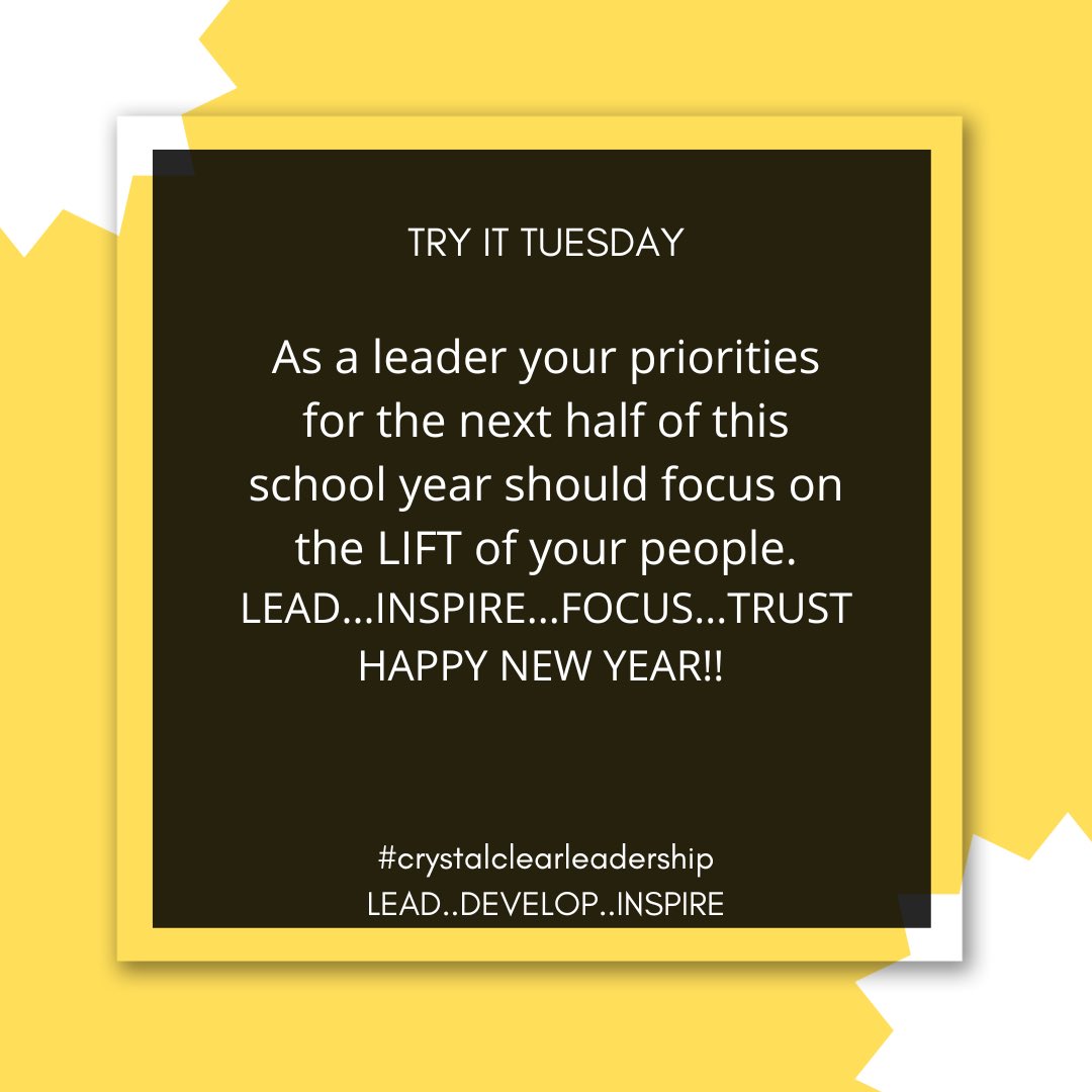 DrCrystalWatson's tweet photo. Leaders….what are you trying today?
#tryittuesday
#crystalclearleadership
#2020more https://t.co/jMEe5lDlaJ