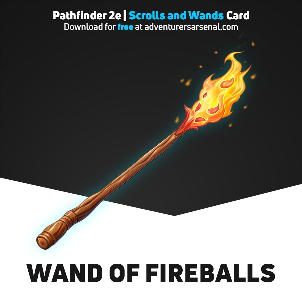 AdventArsenal's tweet image. 🌟 Wand Reveal: Wand of Fireballs🌟

Empower your character to unleash the fiery fury of explosive magic upon your foes...  And guess what? It's absolutely FREE! 

Download today at: adventurersarsenal.com

#pathfinder #pathfinder2e #pf2e