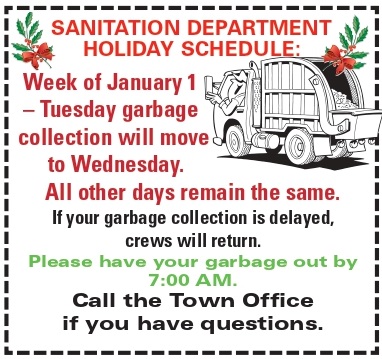 Reminder: Tuesday, January 2 garbage will be picked up Wednesday, January 3  Happy New Year!  #Claresholm