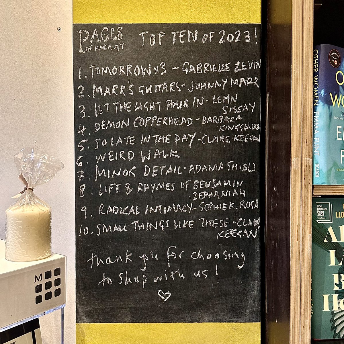 Pages of Hackney (@pagesofhackney) on Twitter photo Aaaand we’re back for a new year, and what better way to mark it than with an absolute banger of a bestsellers board for all of 2023! 🙌
Happy new year, all! ✨
cc <a href="/weirdwalk/">Weird Walk</a> <a href="/sophiekrosa/">Sophie K Rosa</a>
pagesofhackney.co.uk/our-bestseller… Aaaand we’re back for a new year, and what better way to mark it than with an absolute banger of a bestsellers board for all of 2023! 🙌
Happy new year, all! ✨
cc <a href="/weirdwalk/">Weird Walk</a> <a href="/sophiekrosa/">Sophie K Rosa</a>
pagesofhackney.co.uk/our-bestseller…