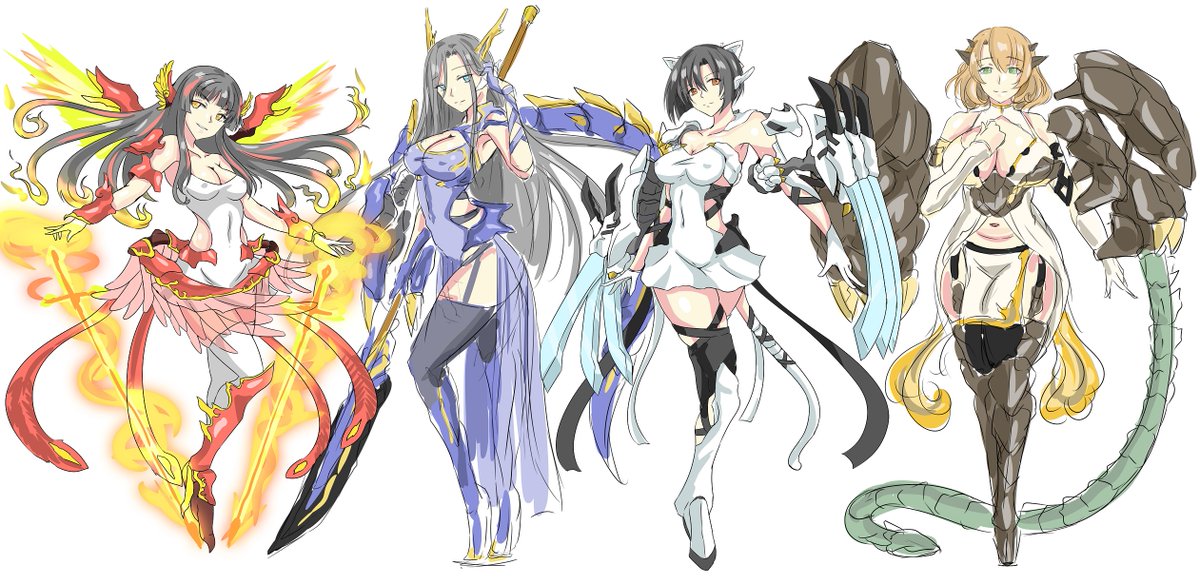 朱雀と玄武もさっさと描き直したいけど、この二人はデザイン結構気に入ってるのであまり変えないかも 