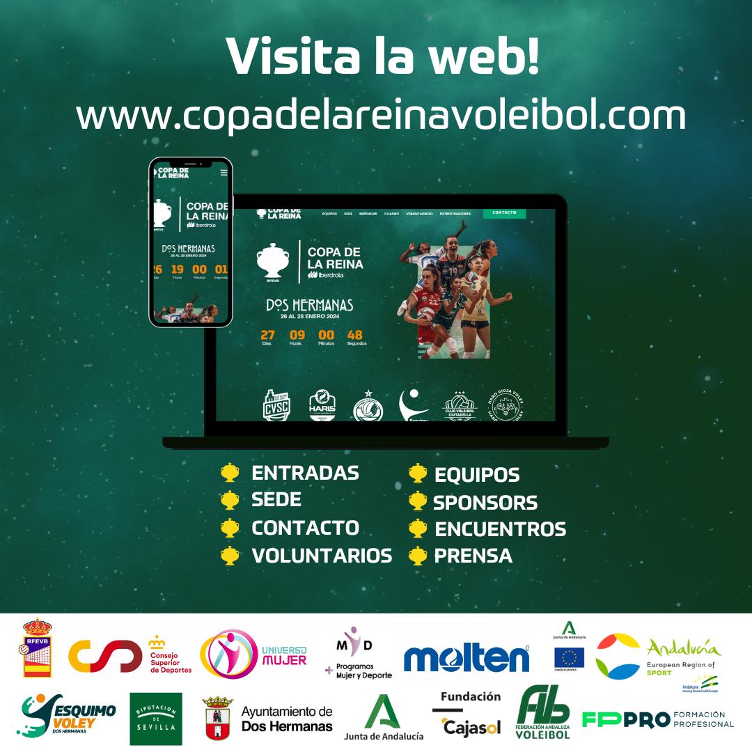 CAVEsquimo's tweet image. 🏐 COPA DE LA REINA | ¡Ya está disponible la web de la Copa de la Reina 2024! 

💻 Visita copadelareinavoleibol.com y tendrás toda la información del evento 

📥 Continúa la venta de entradas en nuestra web 

#SomosPro #FPProVoleyCajasol